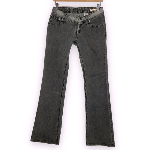 Levi’s Black Distressed Flare Leg Low Rise Button Fly Denim Jeans 29xM